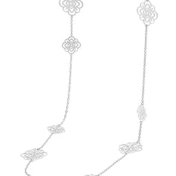 Stainless Steel Filigree Flower Feature Long Necklace