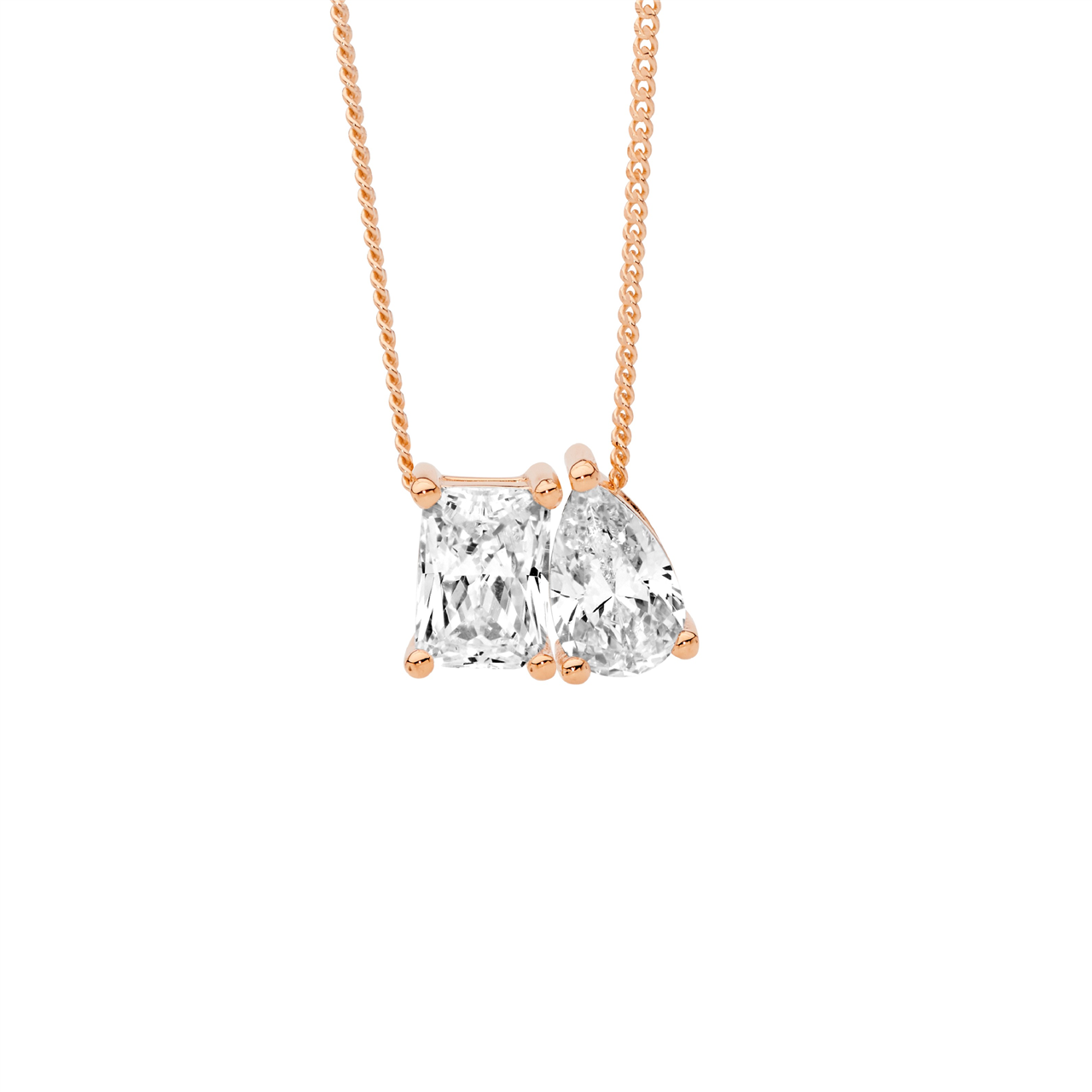 Sterling Silver emerald & pear cut cz pendant