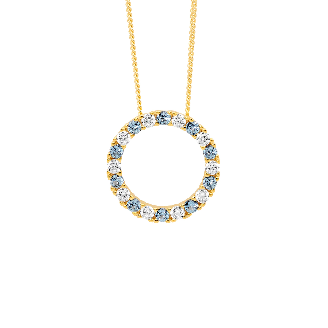 Sterling silver 16Mm Open Circle Pendant W/Gold Plating