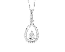 Sterling Silver Pear Cz Centre Drop Pendant