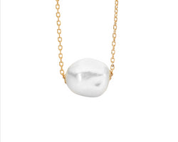 Ss Baroque 10-11Mm Freshwater Pearl On 40Cm+Ext Chain W/Gold Plating