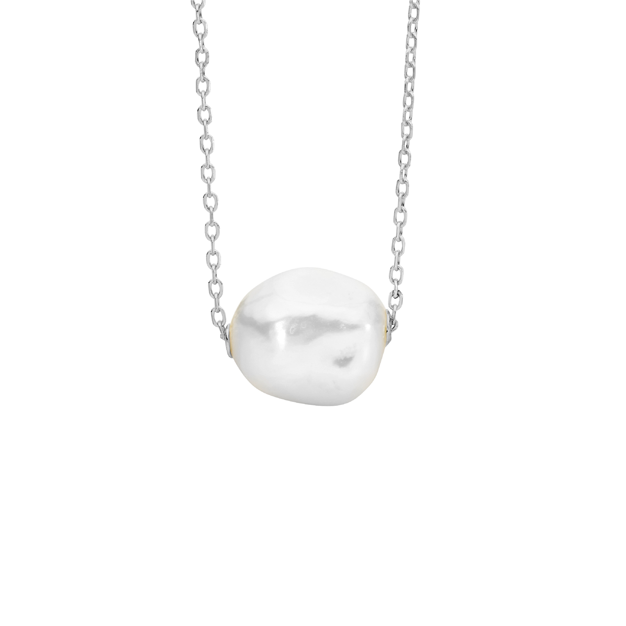 Ss Baroque 10-11Mm Freshwater Pearl On 40Cm+Ext Chain