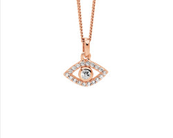 Ss Wh Cz Bezel Set Evil Eye Pendant W/Rose Gold Plating