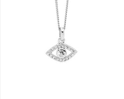 Ss Wh Cz Bezel Set Evil Eye Pendant