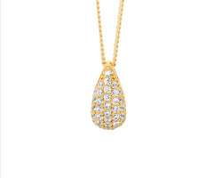 Ss Wh Cz Pave 12Mm Tear Drop Pendant W/Gold Plating