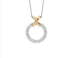 Ss Wh Cz 13Mm Circle W/Gold Plated X