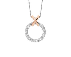 Ss Wh Cz 13Mm Circle W/Rose Gold Plated X