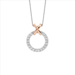 Ss Wh Cz 13Mm Circle W/Rose Gold Plated X