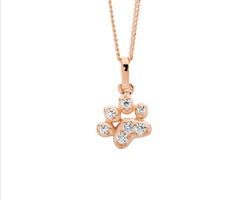 Ss Wh Cz Paw Pendant W/Rose Gold Plating