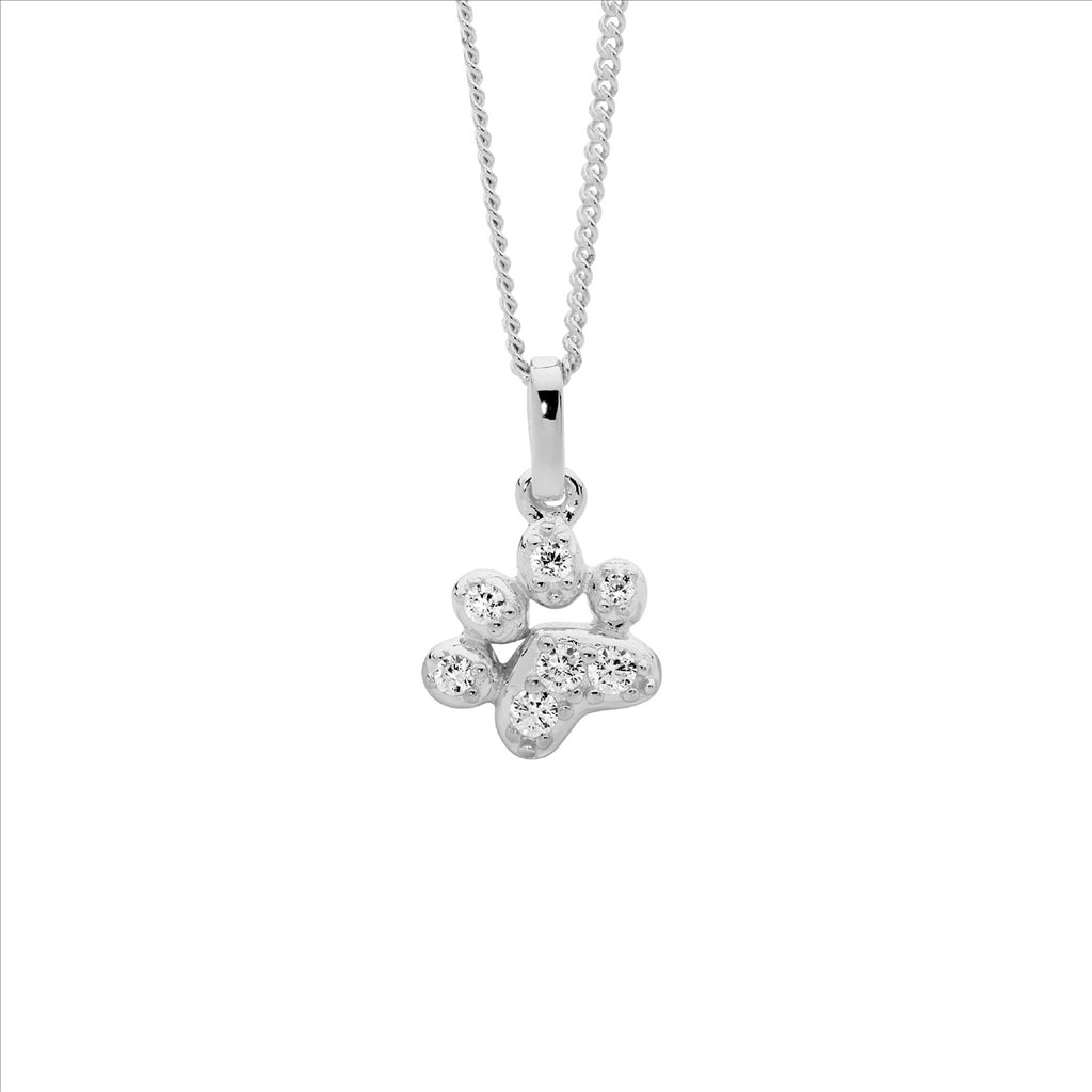 Ss Wh Cz Paw Pendant