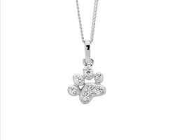 Ss Wh Cz Paw Pendant