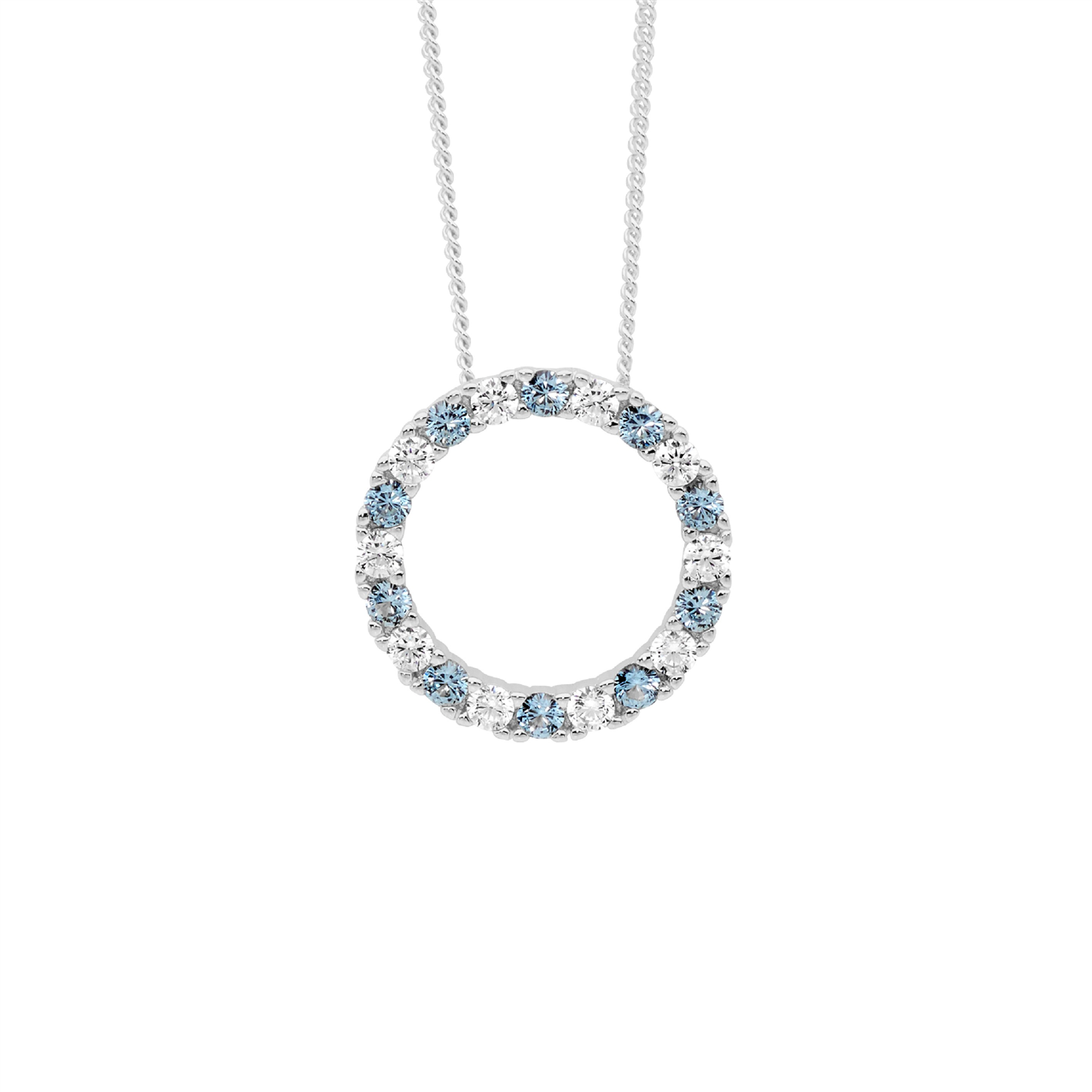 Ss Spinel & Wh Cz 16Mm Open Circle Pendant