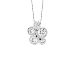 Sterling Silver Bezel Set Wh Cz Cluster Pendant