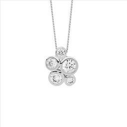 Sterling Silver Bezel Set Wh Cz Cluster Pendant