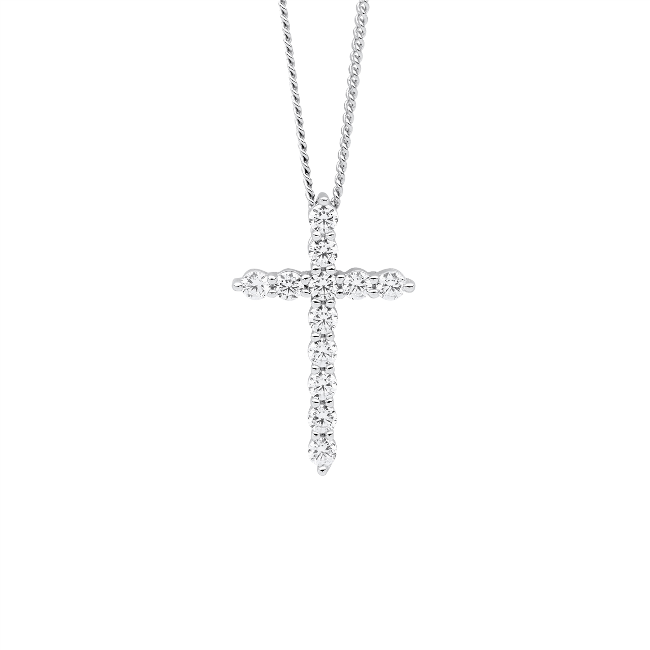 Sterling Silver Wh Cz 19Mm Cross Slider Pendant