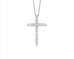 Sterling Silver Wh Cz 19Mm Cross Slider Pendant
