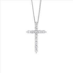 Sterling Silver Wh Cz 19Mm Cross Slider Pendant