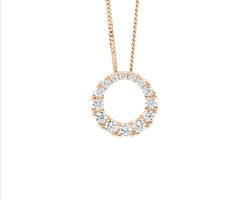 Sterling Silver Gradual Wh Cz 13Mm Circle Pendant W/Rose Gold Plating