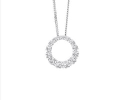 Sterling Silver Gradual Wh Cz 13Mm Circle Pendant
