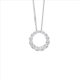 Sterling Silver Gradual Wh Cz 13Mm Circle Pendant