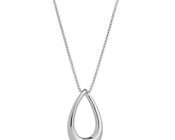 Silver Open Teardrop Pendant On Box Chain