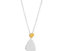 Silver Triangle Hanging From Small Yellow Gold Plated Triangle With Bale At Back, On Chain