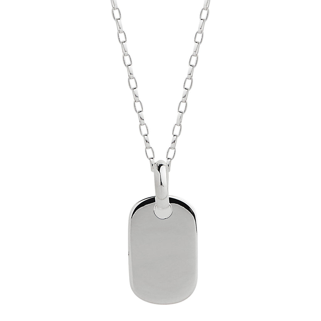 Men's 11X18mm Silver Dog Tag On 1mm Oval Link Chain, 55cm, Antitarnish