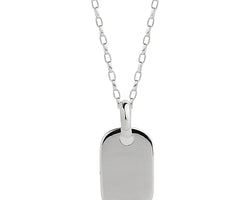 Men's 11X18mm Silver Dog Tag On 1mm Oval Link Chain, 55cm, Antitarnish