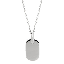 Men's 11X18mm Silver Dog Tag On 1mm Oval Link Chain, 55cm, Antitarnish