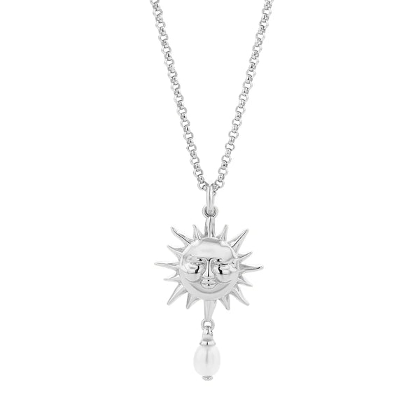 Sun Necklace with 5mm Teardrop Freshwater Pearl