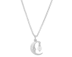 Moon Necklace with 1 x 5mm Teardrop Freshwater Pearl Silver