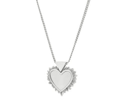 Flaming Mother-of-Pearl Heart Necklace Silver 45cm