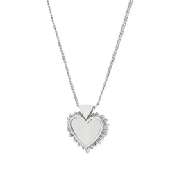 Flaming Mother-of-Pearl Heart Necklace Silver 45cm