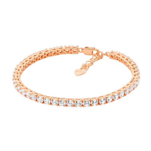 Ellani Rose Gold Plated Tennis Bracelet With Cz