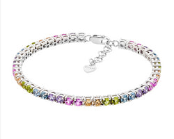 Ellani Tennis Bracelet With Pastel Rainbow Cz's