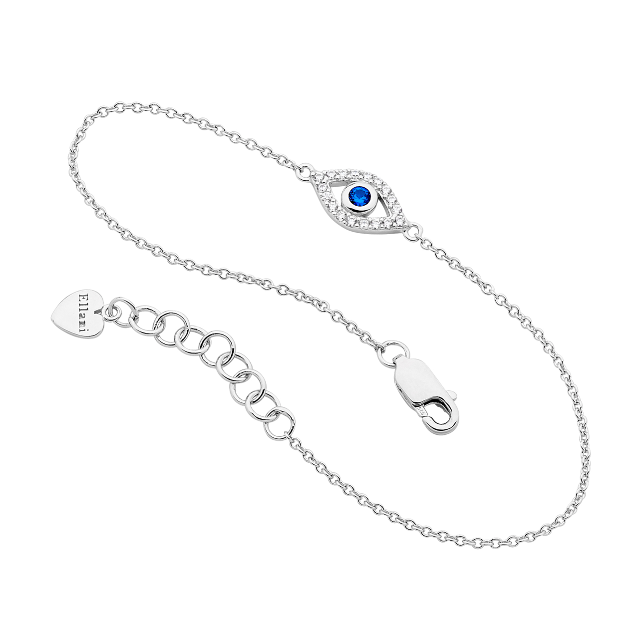 Ellani Silver Evil Eye Bracelet With Cz