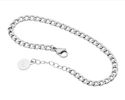 Stainless Steel Curb Chain Bracelet, 17Cm+ Ext