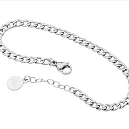 Stainless Steel Curb Chain Bracelet, 17Cm+ Ext
