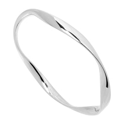 Sterling Silver Twisted Ribbon Hollow-Tube Bangle