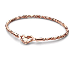 Studded chain 14k rose gold-plated bracelet with heart clasp