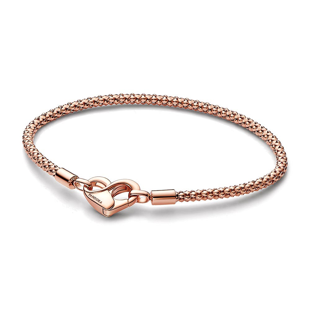 Studded chain 14k rose gold-plated bracelet with heart clasp