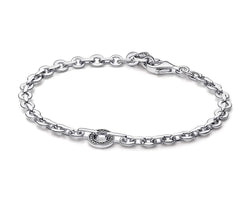 Pandora logo sterling silver bracelet with clear cubic zirconia