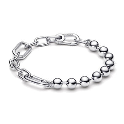 Sterling Silver Bead And Link Bracelet