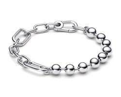 Sterling Silver Bead And Link Bracelet