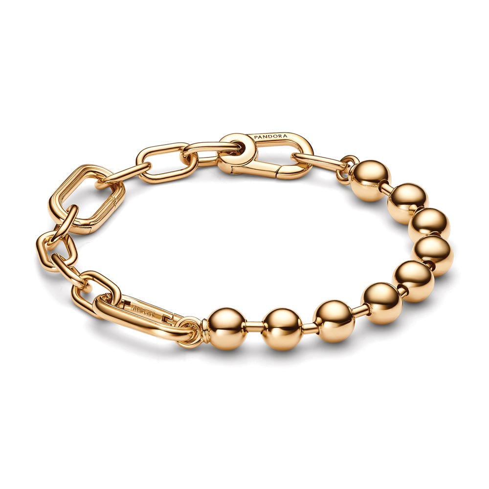14K Gold-Plated Bead And Link Bracelet