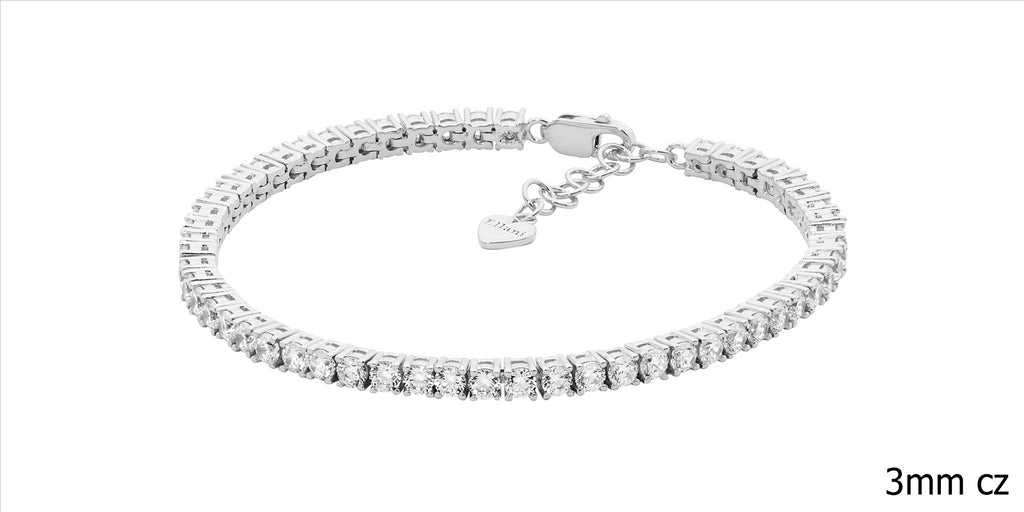 Ss Wh Cz 3Mm Tennis Bracelet W/Ext Chain