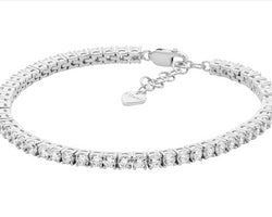 Ss Wh Cz 3Mm Tennis Bracelet W/Ext Chain