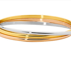 Stainless Steel 3Mm 3 Tone Ip Plated Russian Bangle