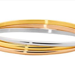 Stainless Steel 3Mm 3 Tone Ip Plated Russian Bangle