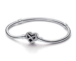 Pandora Moments Sparkling Infinity Heart Clasp Snake Chain Bracelet